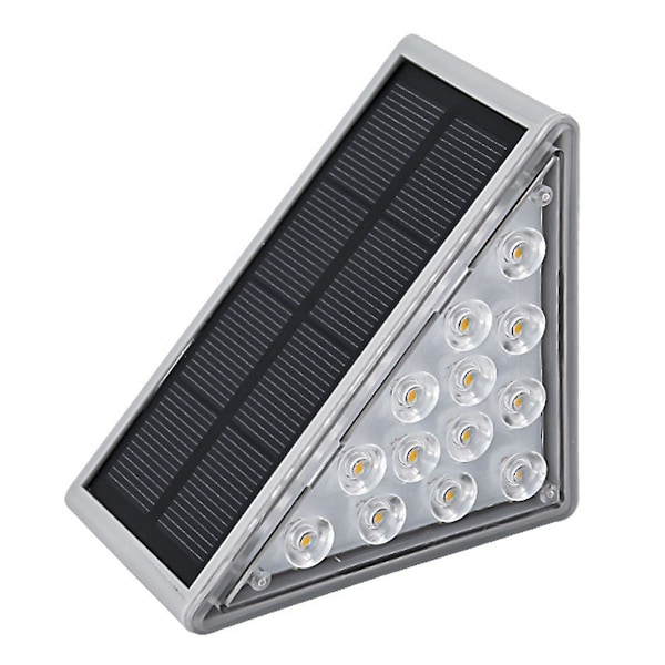1 st Solar Trappljus Utomhus Hem Ingen Kabeldragning Regntät Grå Solar Steglampa Stämningsljus, Varmt Ljus