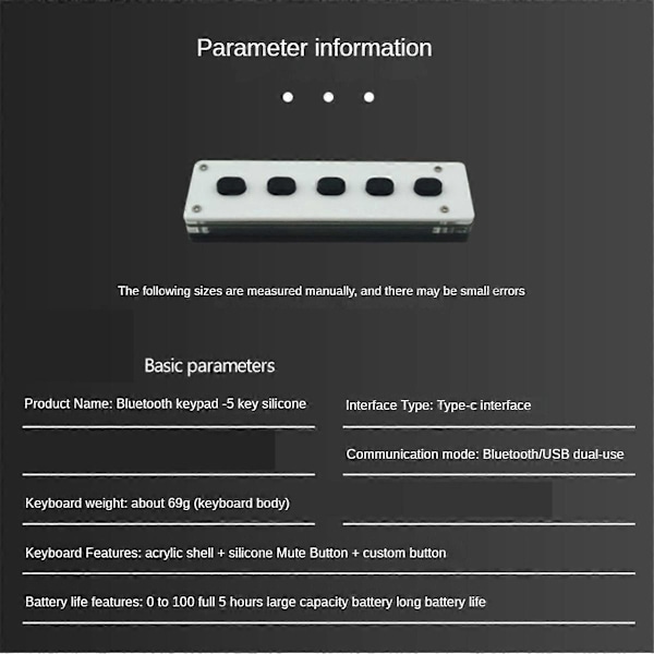 Anpassningsbart programmeringsbart makrotangentbord, Bluetooth+USB