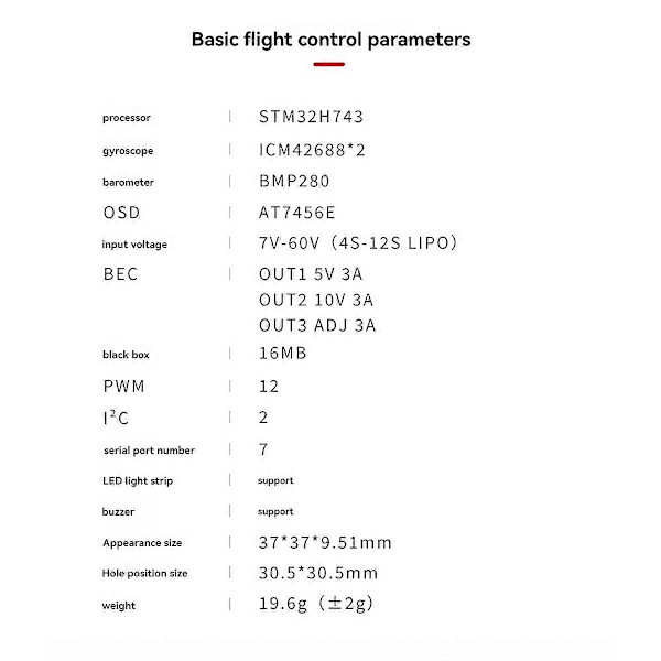 För H7 PRO Flight Controller Dubbla Gyroskop 3CH BEC