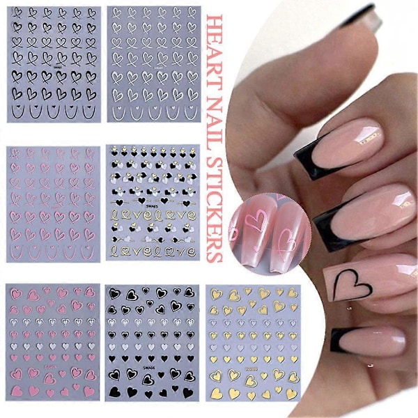 Hjärta Nagelstickers Glitter Leopardtryck Alla Hjärtans Dag Romantisk Nageldekoration A