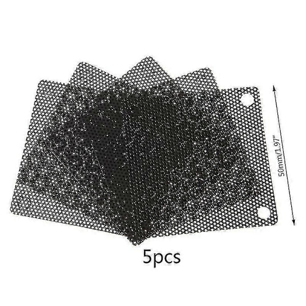 5st Pvc Fläkt Damfilter Pc Dammtätt Fodral Klippbar Dator Mesh Skydd 50mm Mesh Svart