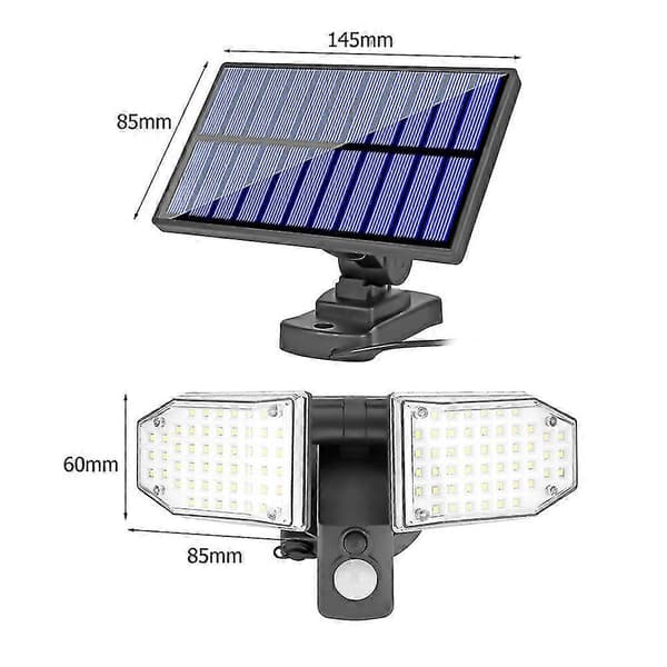 Opdelt Solar Væglampe, Udendørs Solcellelamper Med Bevægelsessensor, 100 Led