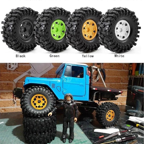 4 stk. dæk til 1/10 RC bil AXIAL SCX10 C biltilbehør grøn