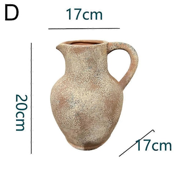 Rustiikkinen keraaminen maalaistalon kukka-astia kahdella kahvalla, terrakotta-astia, D Pottery SYC03D136