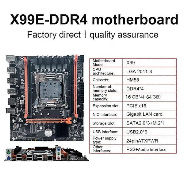 X99E Bundkort+E5 2673 V3 CPU Dual Channel Desktop Bundkort
