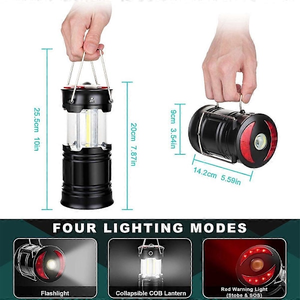 Genopladelig campinglanterne, orkanlamper, LED-lommelygte med magnetisk base til camping, vandreture i orkaner og strømafbrydelser