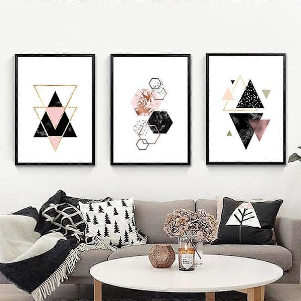 3 st Nordisk Geometrisk Väggkonst Canvas Målning (Oramad) 21cm x 30cm