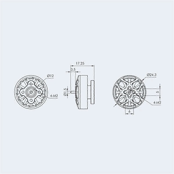 F2004 KV3000 4-5S Borstlös Motor 3mm Axel Långdistansmotor