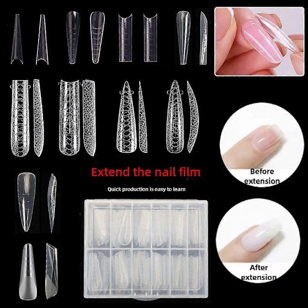 120 st Poly Dual Forms Nagelgel Snabb Byggformar Tips Nagel Förlängningsverktyg Set A