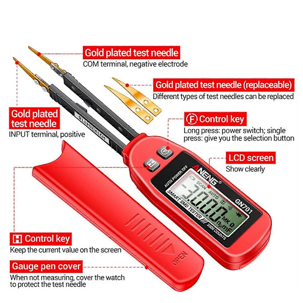 GN701 Digital Smart SMD-testare Elektrisk Multimeter Resistans