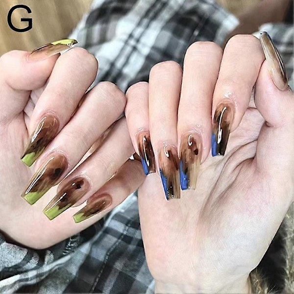 Fantasy Fairy Lösnaglar Set med Lim Fransk Konstgjorda Naglar Färg Nagelkonst E312