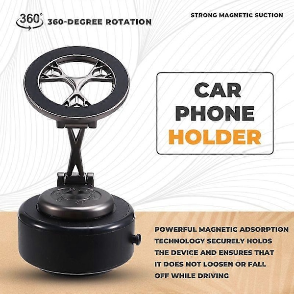 Magnetisk biltelefonholder med 360 graders rotation, vakuumadsorption, stærk magnet, universal navigationstelefon sugekopbeslag