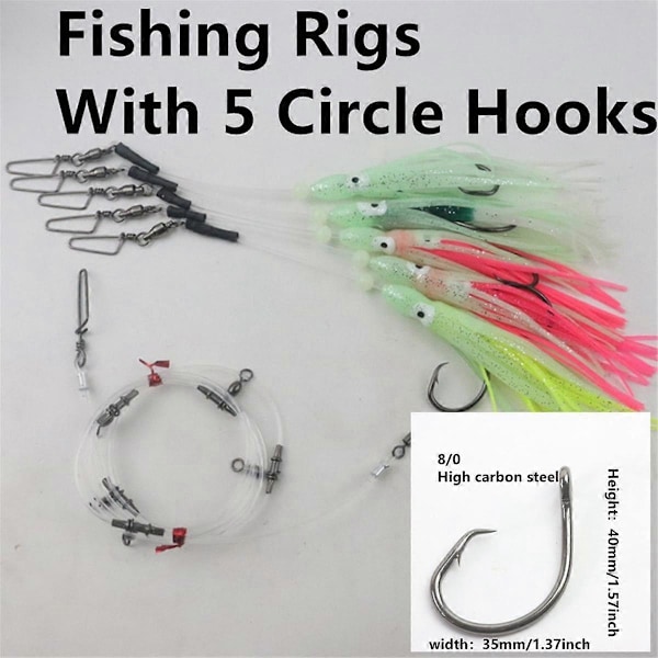 Glow Squid Deep Drop Tilefish Rig, Utmärkt för djuphavsfiske efter Tilefish, Grouper, Bottenfiske Rig 8/0