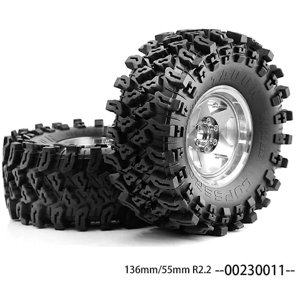 2.2-tums Beadlock Fälg Däck Set för 1/10 RC Crawler Bil Silver