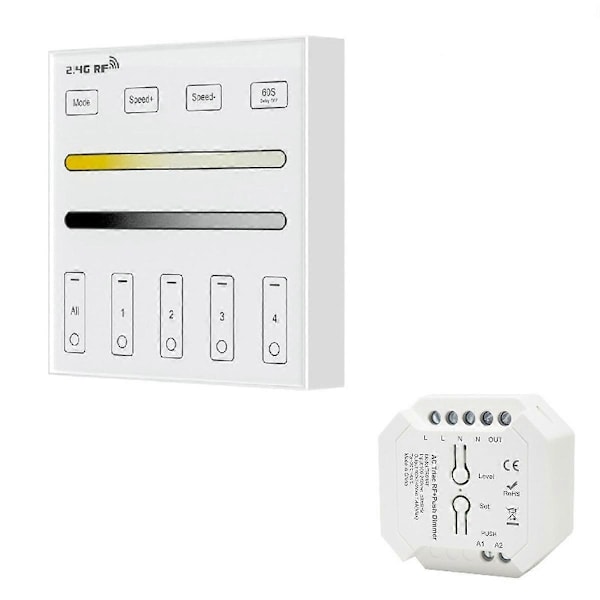 2.4G RF 4 Zone 86 Panel /CCT Smart LED Controller Dual Farve