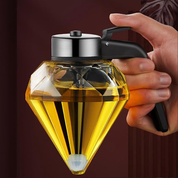 Diamant Honningflaske Tryk Type Transparent Glas 200ml Håndholdt Oliedispenser til Sojasovs