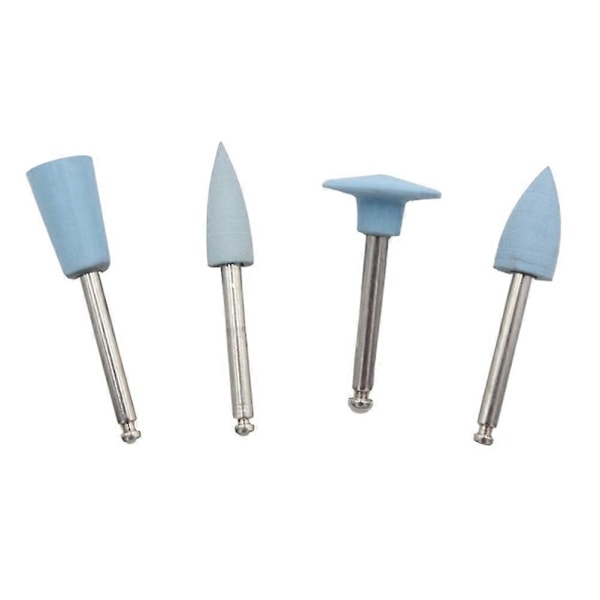 1 Set Tandpoleringskit Silikongummi Sliphuvud Set Böjningsmaskin Slipande Huvud Långsamma Slipbits Set Dentalmaterial Blå