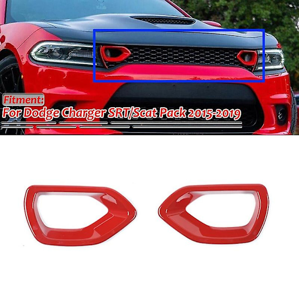 Främre Grill Insugningsram Skydd Trim för 2015-2020 Charger Pack Biltillbehör (Röd)