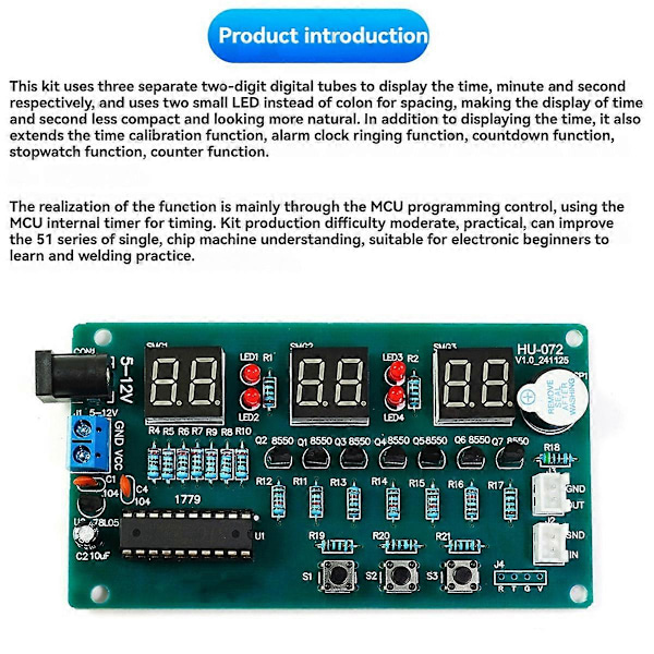 Elektronisk Klocka DIY Kit Digital Tube LED Display Suite