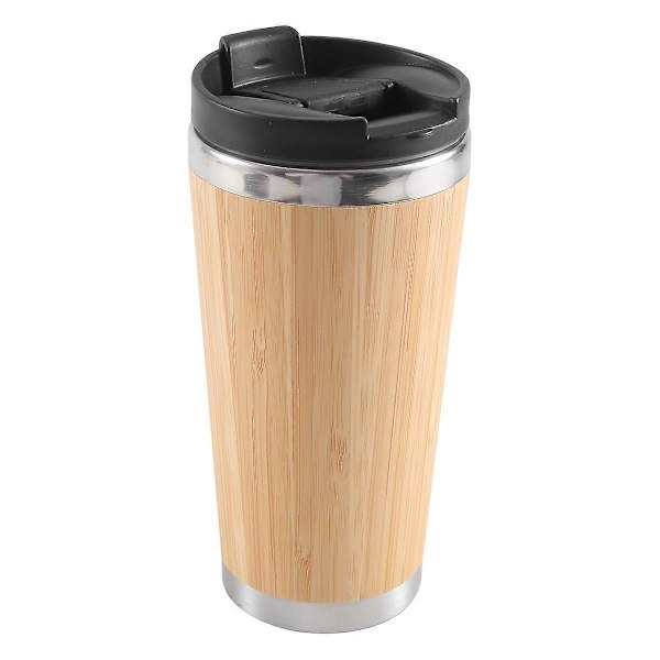 450 ml Bambu Kaffekopp Rostfritt Stål Kaffe Resemugg Med Läcksäkert Lock Isolerad Kaffe Åtföljande Kopp Återanvändbar Träkopp