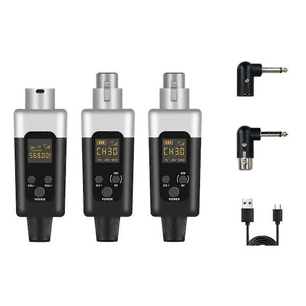 Trådlöst XLR-mikrofonsystem för 48V kapacitiv mikrofon 1 till 2