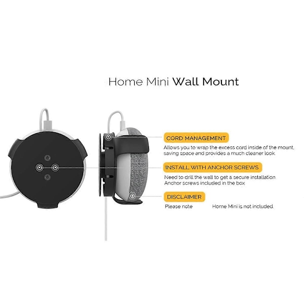 Fäste för Home Mini Smart Högtalare Väggfäste, Svart
