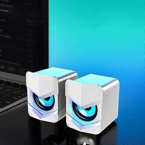 2 stk. Computerhøjttaler Stereo Klar Lyd ABS Mini USB Kablet Subwoofer Højttaler til Hjemmet Black Normal Version