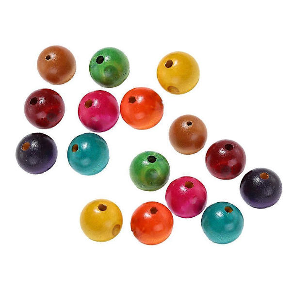 100 kpl Värillisiä puisia helmiä Pyöreitä helmiä DIY askarteluhelmiä Luovia DIY korutarvikkeita kotiin lapsille (20 mm halkaisija)