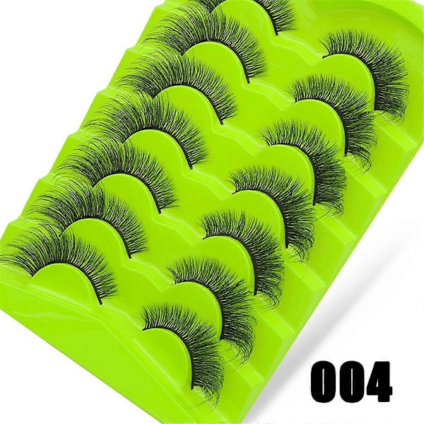 004 7 Par Ögonfransar Smink Dramatiska 3D Återanvändbara Fransar