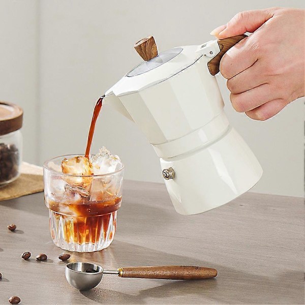Mokabryggare med dubbelventil för espressoextraktion, retrostil, för utomhusbruk White 100ml B