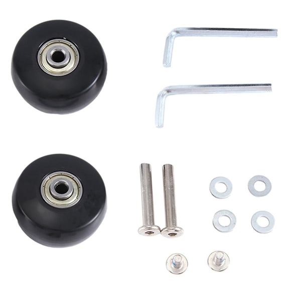 50X24mm Set med 2 Ersättningshjul för Bagage Resväska, PU Svängbara Hjul Kolstål Lager