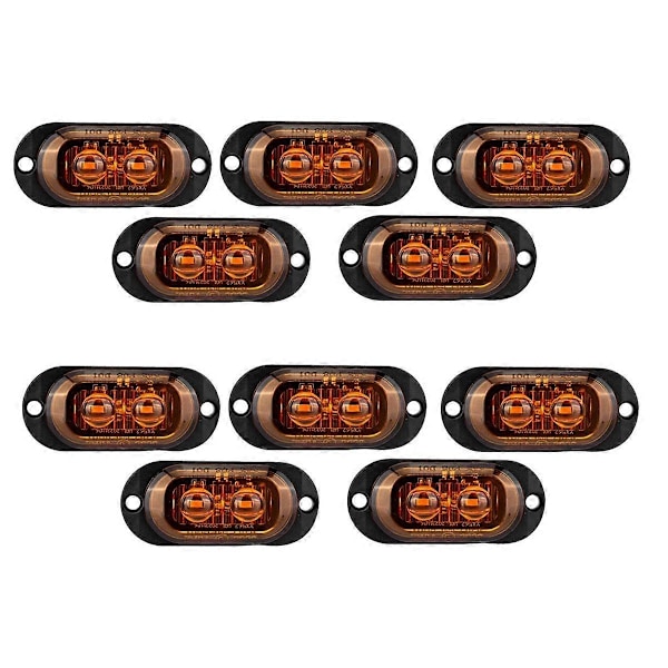 10 st 12V-24V 2LED Sidomarkeringsljus för bil Blinkers Indikeringsljus Bakljus för Släpvagnar Lastbilar Gul