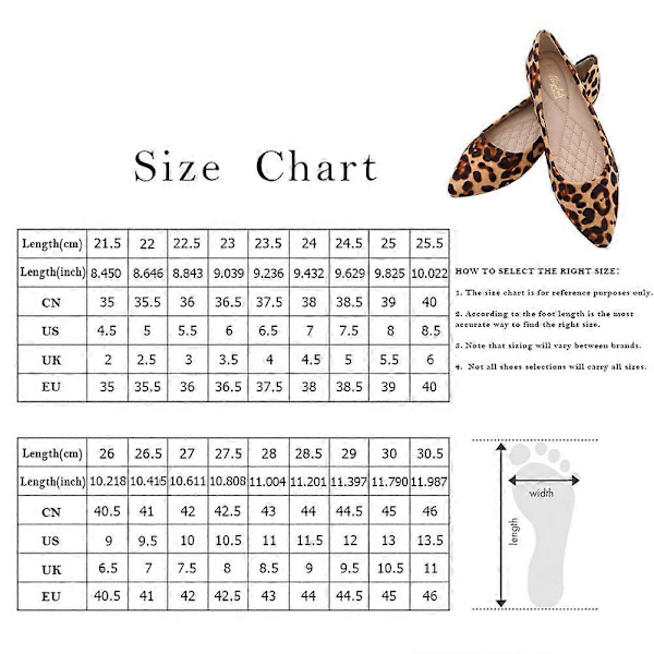 Moderigtige leopard sko, flade sko, spidse sko, fritidssko til kvinder (Khaki Leopard, størrelse 42)