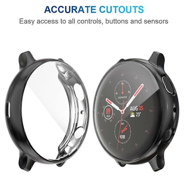 2 kpl Yhteensopiva Samsung Active2 -kellokotelon kanssa - Läpinäkyvä + Musta 40 mm | Suojakotelo
