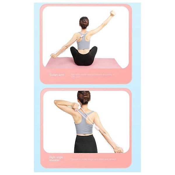 8-formad Dragare Kvinnors Rygg Fitness Dragrep Elastiskt Band Hem Yoga Stretch Ryggmuskelträning Rosa