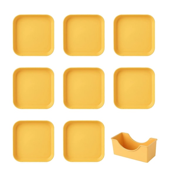 8 st Lätta Plasttallrikar Okrossbara Återanvändbara Mattallrikar Diskmaskinsäkra Färgglada Tallrikar för Kök Vardag Campingtallrikar Yellow Square