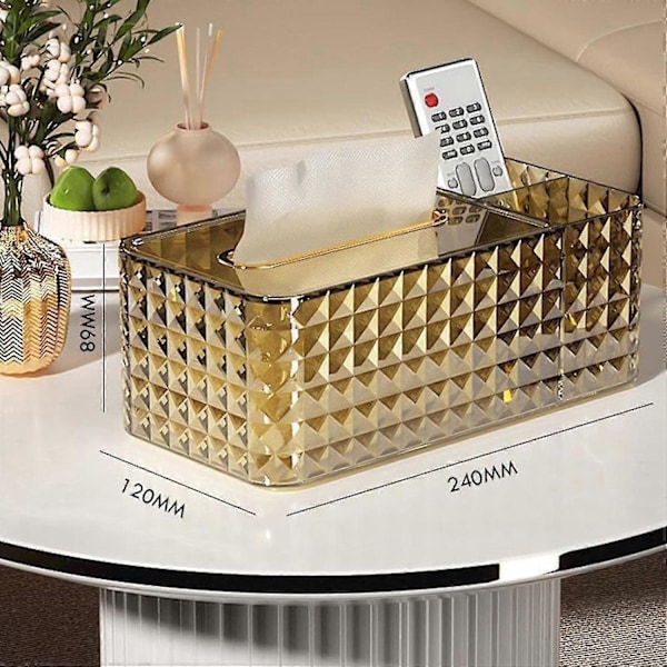Servettbox, Multifunktionell Servettbox Akryl (Guld)