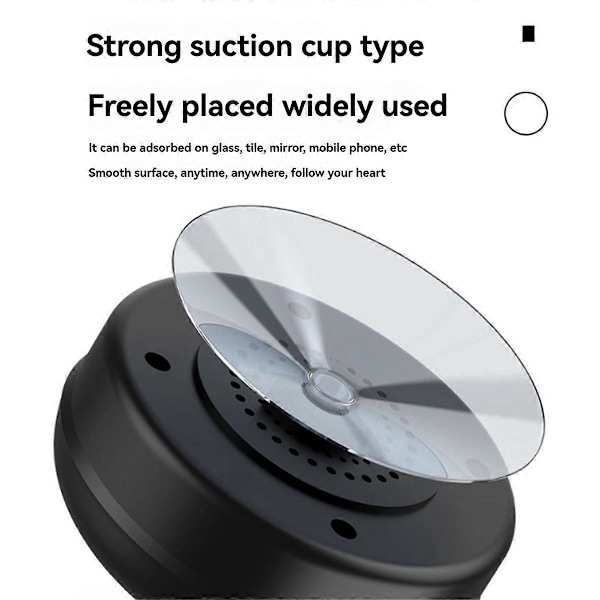 Vattentät Bluetooth-högtalare LED Färgglad Ljusstark Liten Högtalare Stor Sugkopp för Badrum & Utomhusbruk Svart