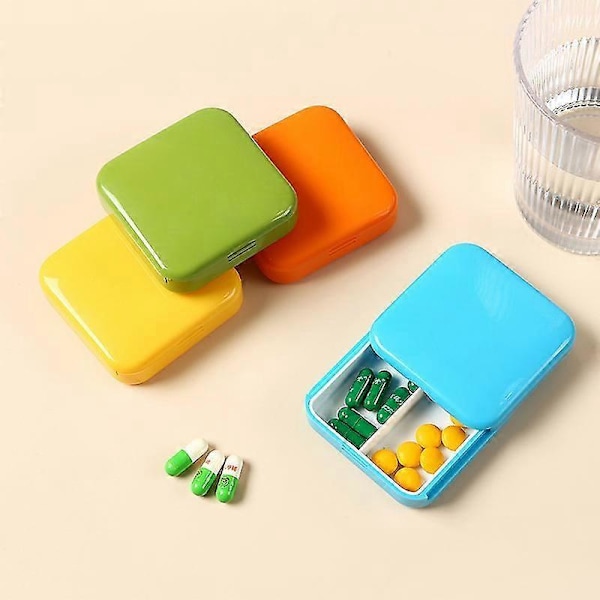 Pillerask, 4 st bärbara pilleraskar, Mini pillerask i plast, Pillerförvaringslåda, Används för att förvara vitaminer, mediciner