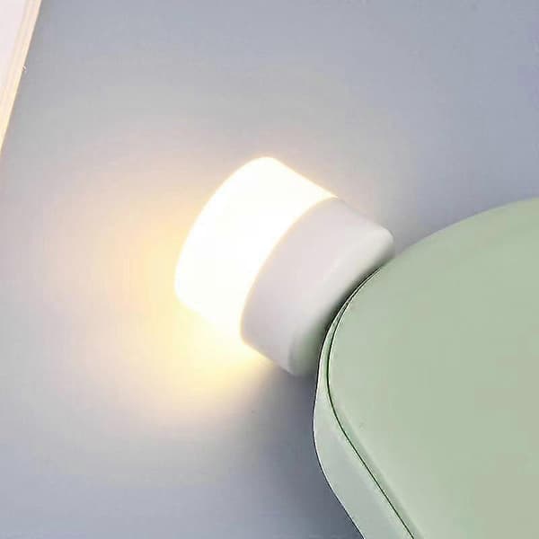USB-lys til bil, mini USB-lys LED varm pære plug-in bil interiør lampe (4 stk, varm)