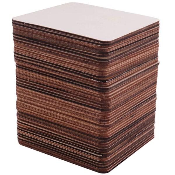 50 Stycken Obehandlade Fyrkantiga Träskivor Tomma 10 x 10 cm, för Underlägg