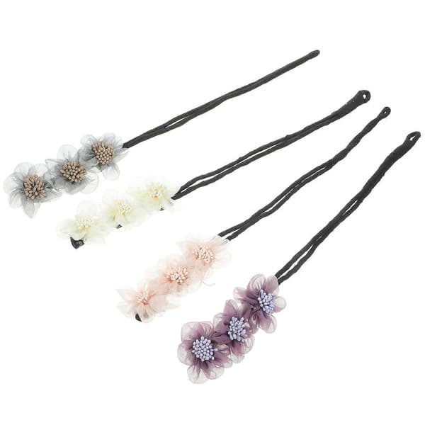 4 stk. Donut Bun Maker Blomsterhårstrikker Hårstyling Bun Makers Elegante Hårtilbehør