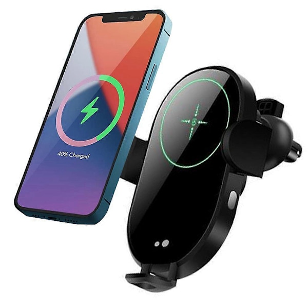 Trådlös billaddare, automatisk fastspänning 10W snabbladdning instrumentbräda och biltelefonhållare för luftventil kompatibel med Iphone12-serien Samsung Etc