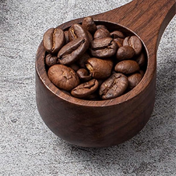 Svart Valnötkaffesked - Långskaftad sked för kaffe, te och kök, miljövänlig blandningsapparat.