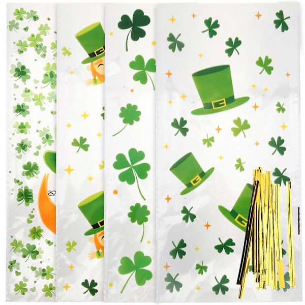 100 stk. St. Patrick gaveposer St. Patrick fest favors poser til slik, småkager, plyslegetøj og godter