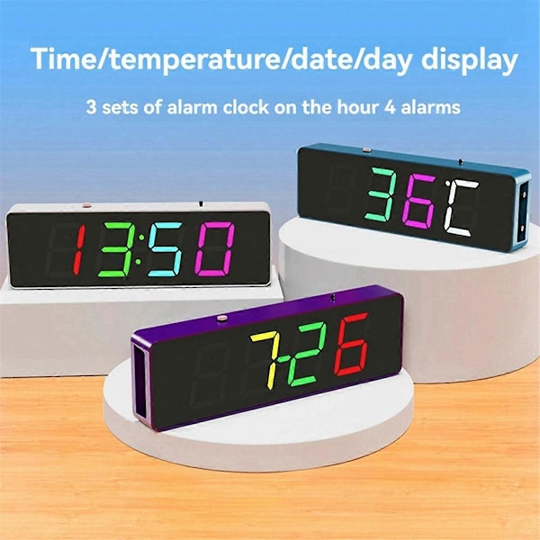 DIY Elektronisk Kit Digital RGB Färgglad LED Väckarklocka Suite 4-siffrig Datum Temperatur Klocka Lödningsprojekt Övning, B