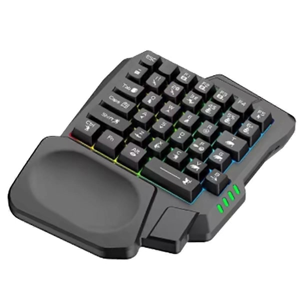 Ergonomiskt Gamingtangentbord Enhands USB-kabelansluten 35 tangenter Enhänt RGB-bakgrundsbelyst minitangentbord