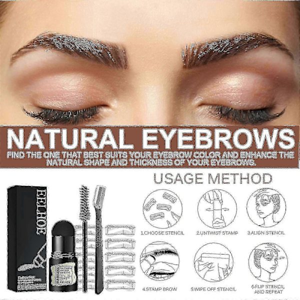Eelhoe Øjenbryn Print Sæt Naturlig Hårgrænse Pudder Hurtigt Øjenbryn Kort Dovent Naturligt Øjenbryn Makeup