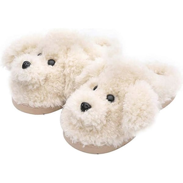 Dam Söta Nalle Djurtofflor Hustomtar Varma Memory Foam Bomull Mysiga Mjuka Fleece Plysch Hemtofflor Inomhus Utomhus-Beige-37-38