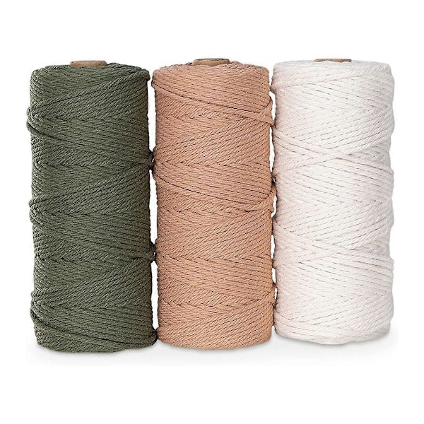 Makramégarn Set om 3 - Bomullssnöre för DIY-projekt Tapestry